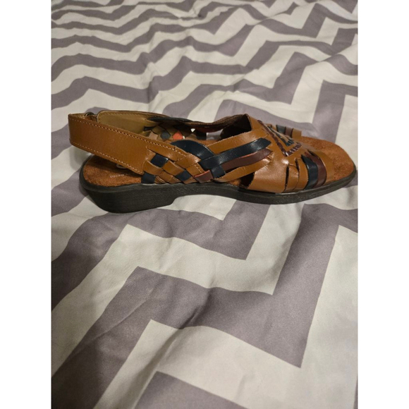 Dr.Scholls leather Aztec print sandles with double air-pillo insoles, sz.7W - Picture 2 of 6